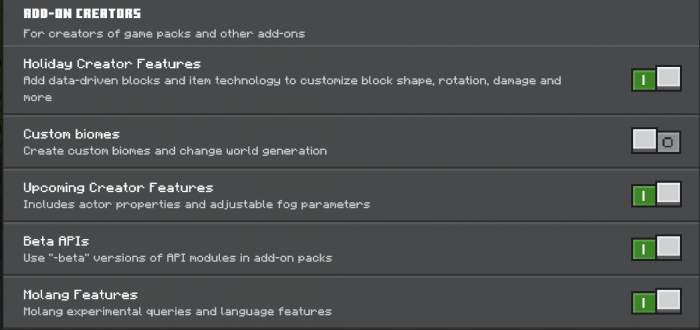 whita what is that addon esperimental settings